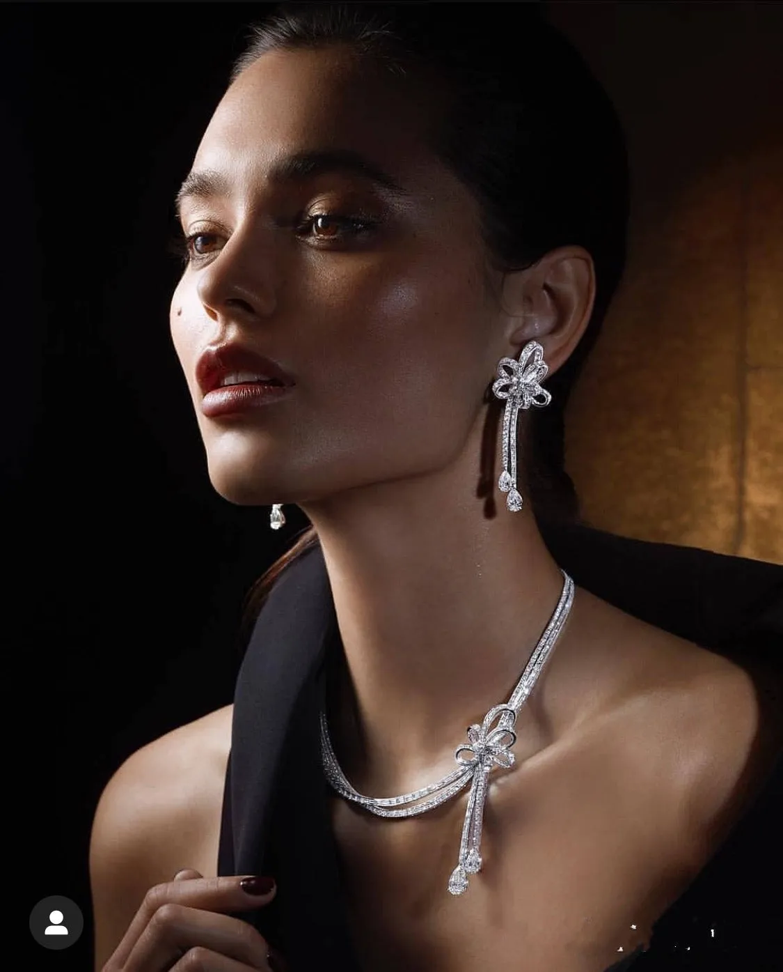 2pcs Luxury  Nigeria CZ Crystal Wedding necklace sets