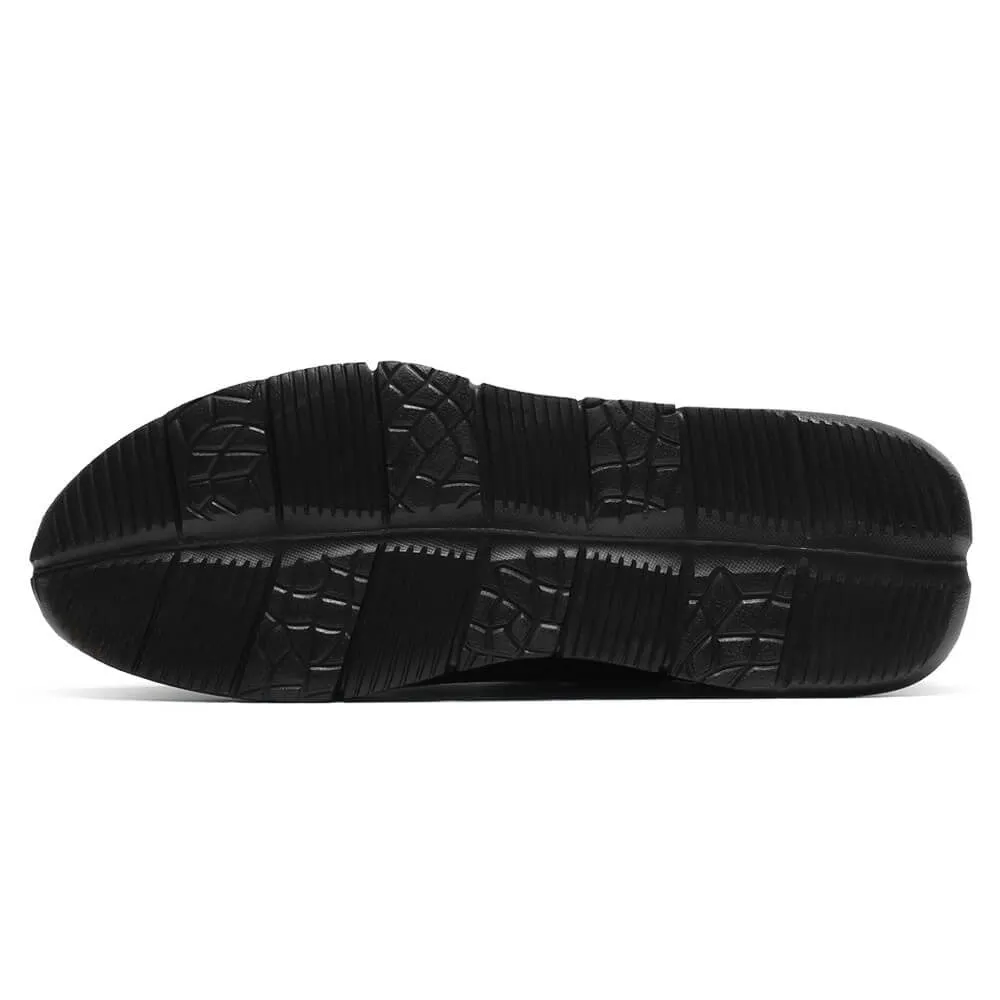7CM/2.76Inches CMR CHAMARIPA Black Knit Fabric Elevator Sneakers for Men - Elevate Your Outdoor Casual Style