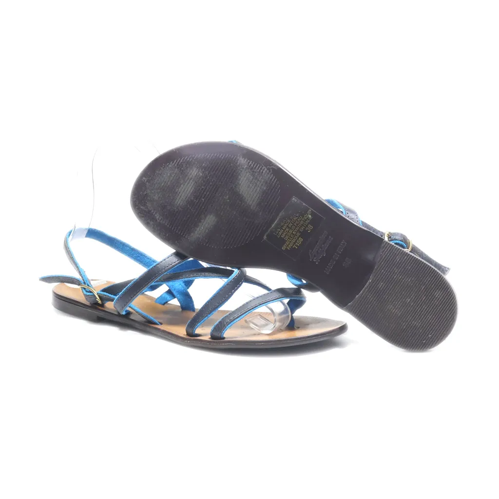 A. Giannetti Flat Sandals Leather Blue Colour For Women
