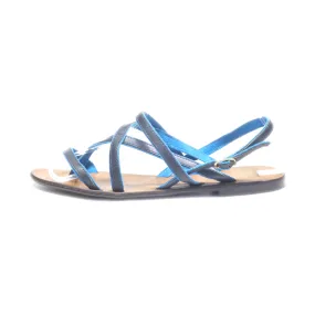 A. Giannetti Flat Sandals Leather Blue Colour For Women