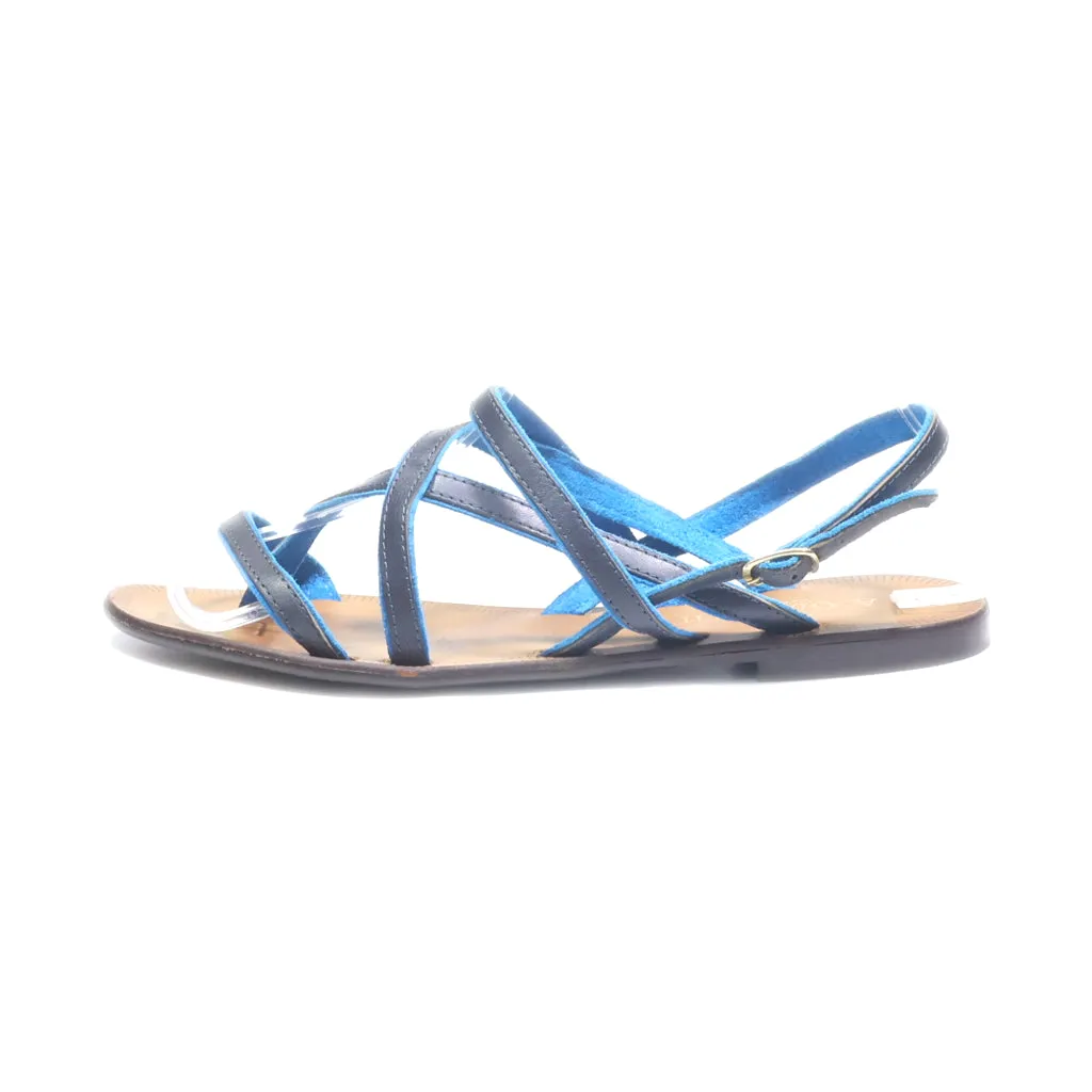 A. Giannetti Flat Sandals Leather Blue Colour For Women