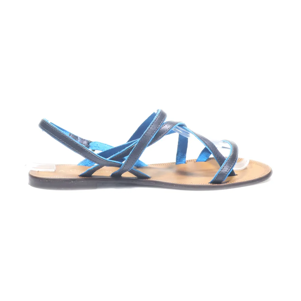A. Giannetti Flat Sandals Leather Blue Colour For Women