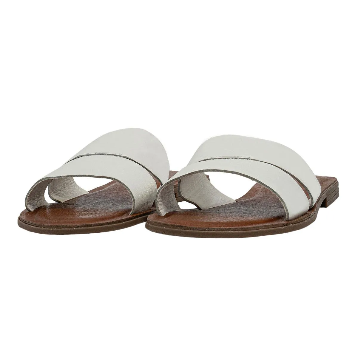 Aldo Flat Sandals Leather White Colour For Women