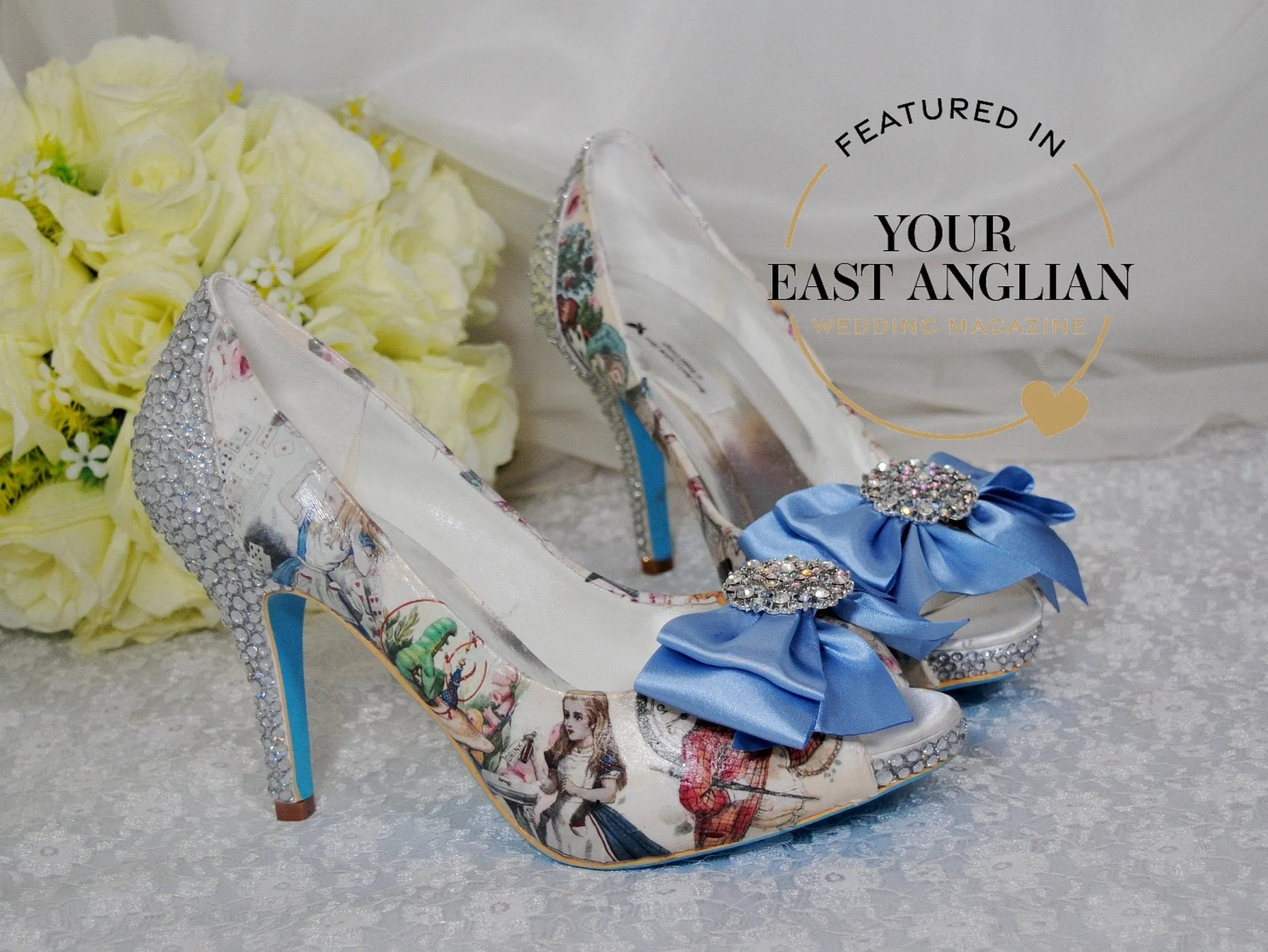 'Alice in Wonderland' Bridal Shoes with 3 Inch Heel
