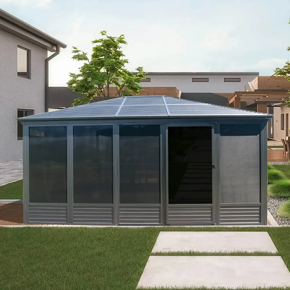 All-Season Sunroom with Double Sliding Doors