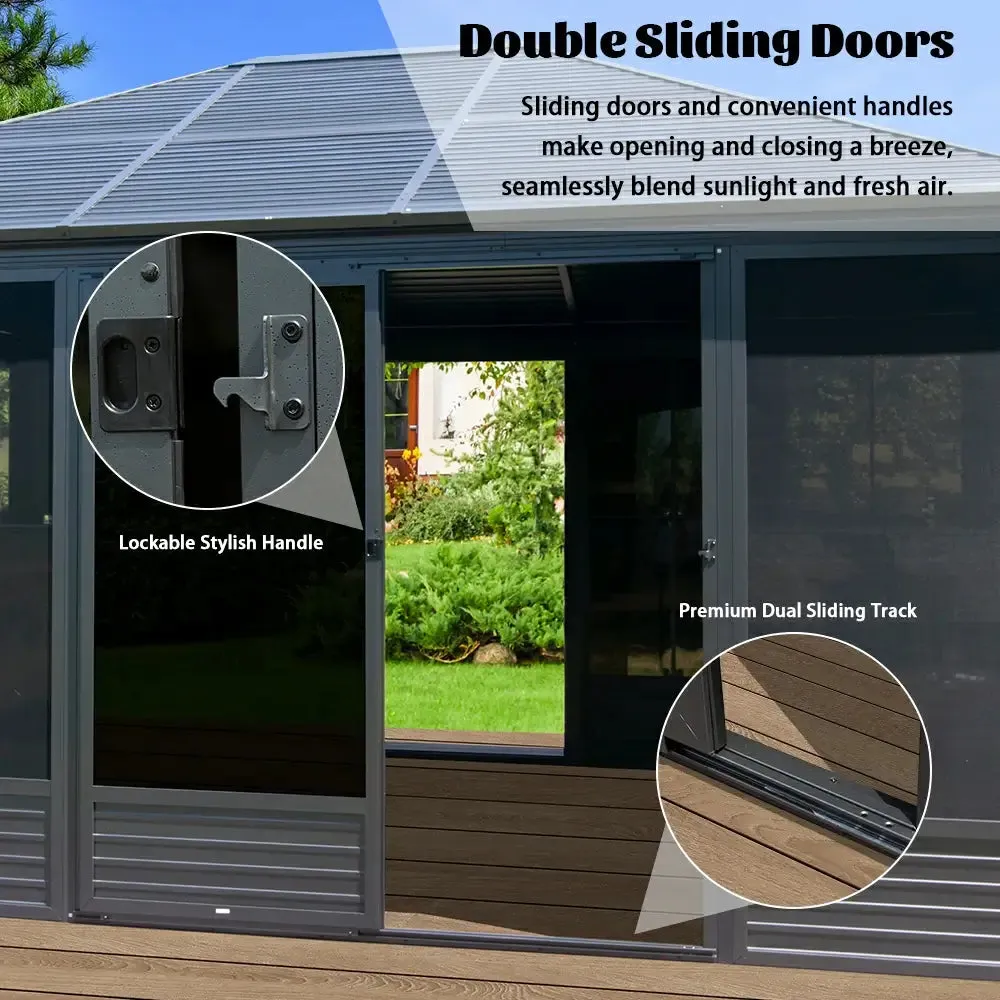 All-Season Sunroom with Double Sliding Doors
