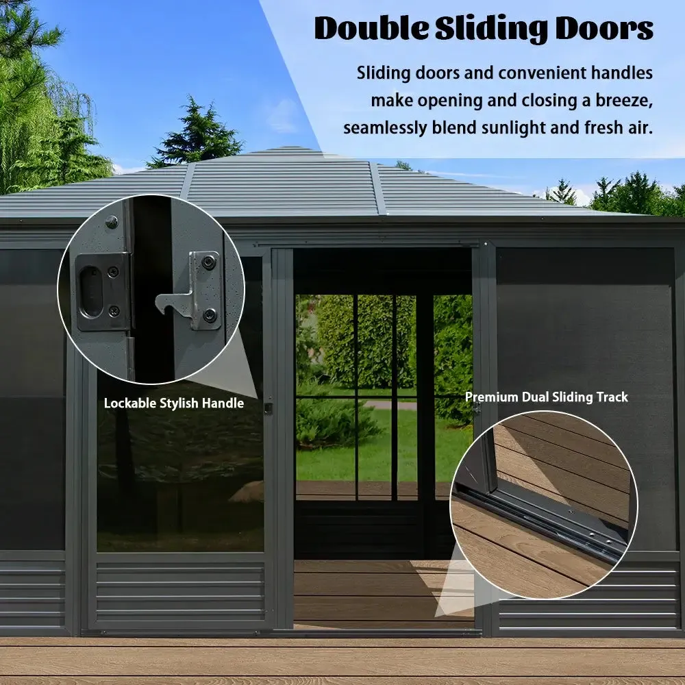 All-Season Sunroom with Double Sliding Doors