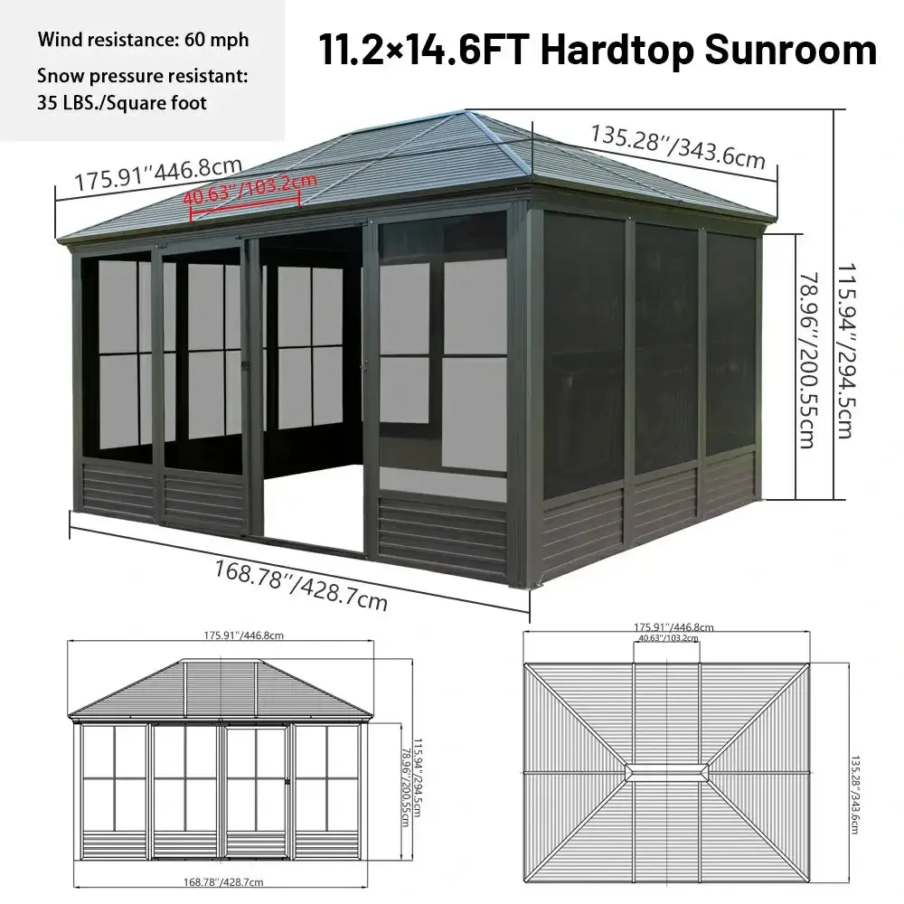All-Season Sunroom with Double Sliding Doors