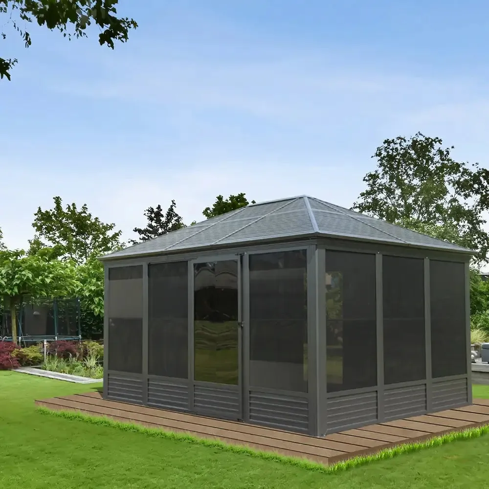 All-Season Sunroom with Double Sliding Doors