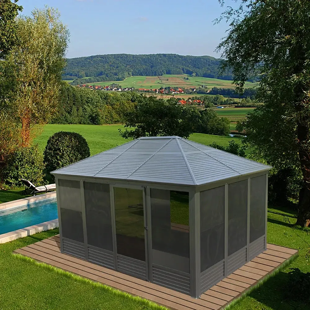 All-Season Sunroom with Double Sliding Doors