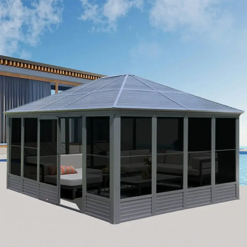 All-Season Sunroom with Double Sliding Doors