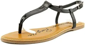 American Rag Women A krista Leather Open Toe Casual T-Strap Black Shoe Size US 9