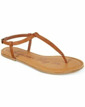 American Rag Women Akrista Leather Open Toe Casual T-Strap Cognac Shoe Size 10 M