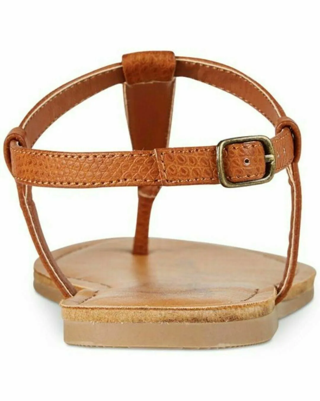 American Rag Women Akrista Leather Open Toe Casual T-Strap Cognac Shoe Size 10 M