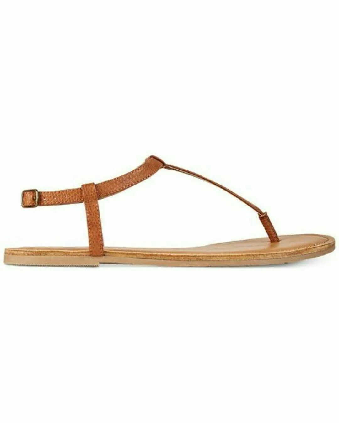American Rag Women Akrista Leather Open Toe Casual T-Strap Cognac Shoe Size 10 M