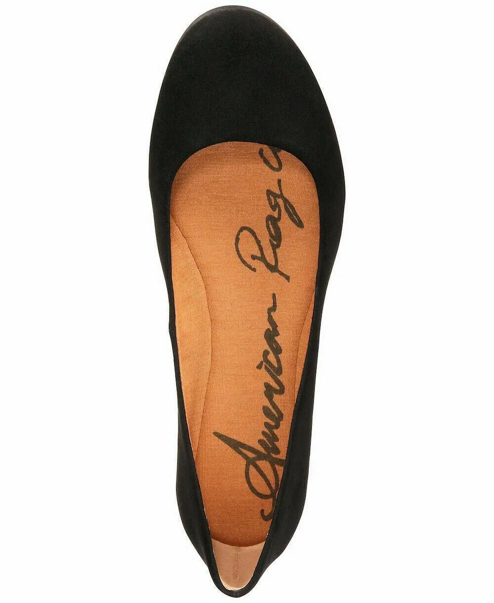 American Rag Women ELLIE Fabric Closed Toe Slide Flats Black Ballet Flat US 8 W