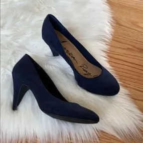 American Rag Women Felix Fabric Round Toe Classic Pumps 3" Heel Shoe US 7 M Blue
