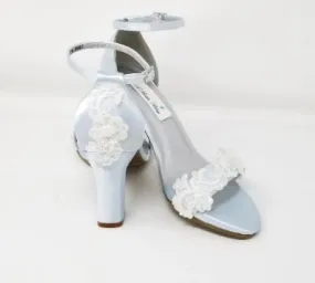 Baby Blue Wedding Shoes with Imported Lace