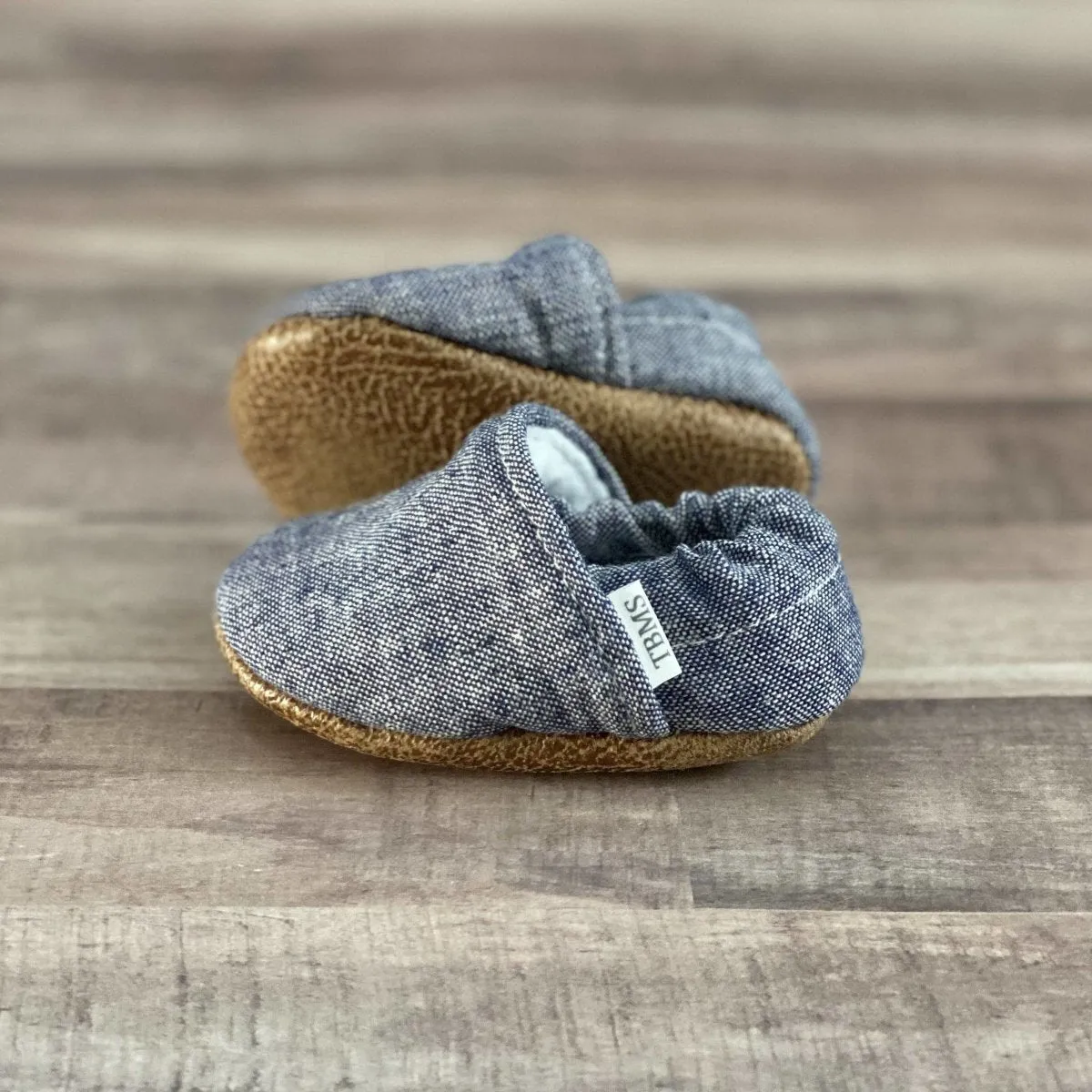 Baby Moccasins - Dusty Blue Textured