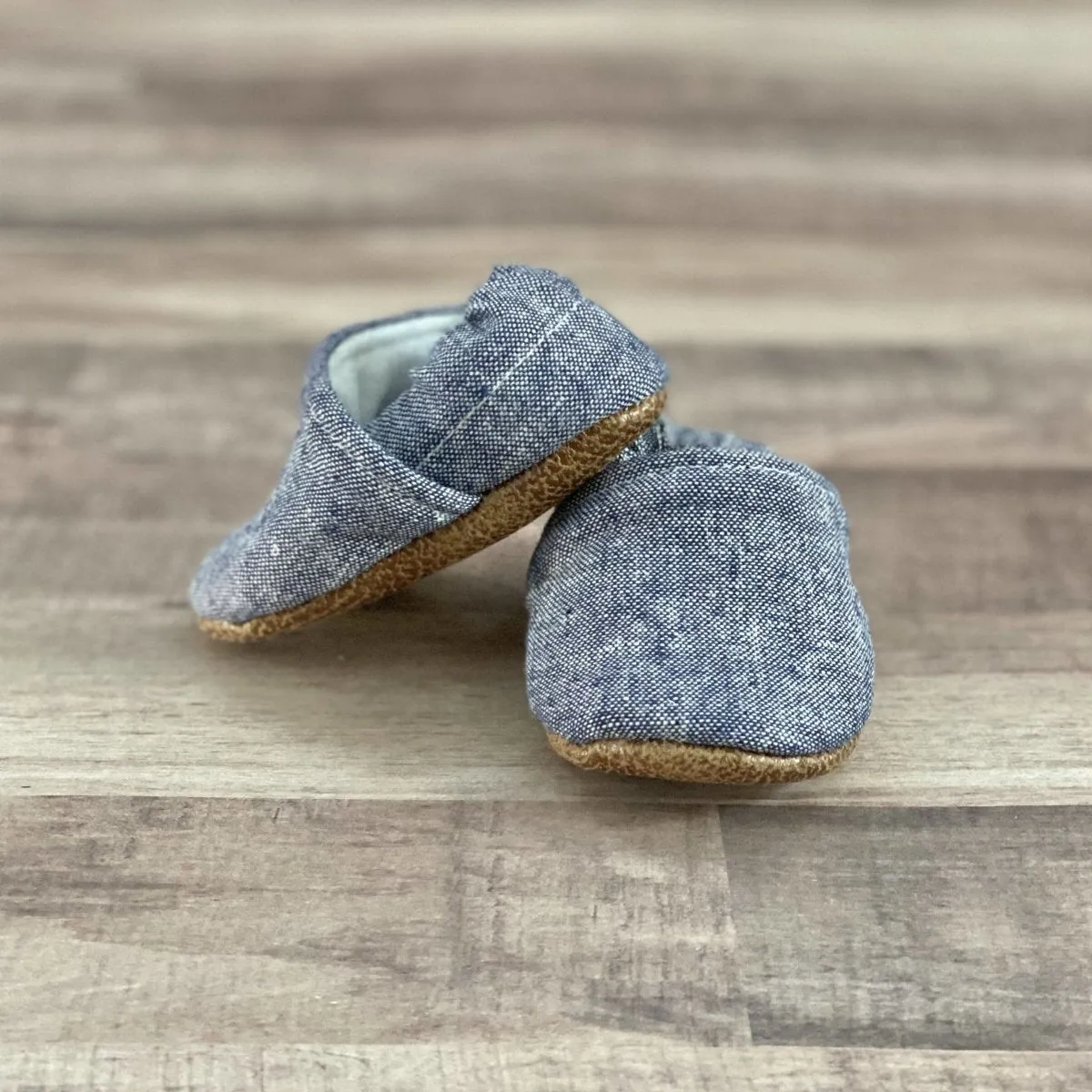 Baby Moccasins - Dusty Blue Textured