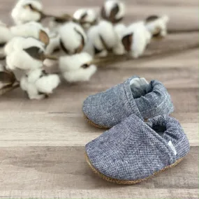Baby Moccasins - Dusty Blue Textured