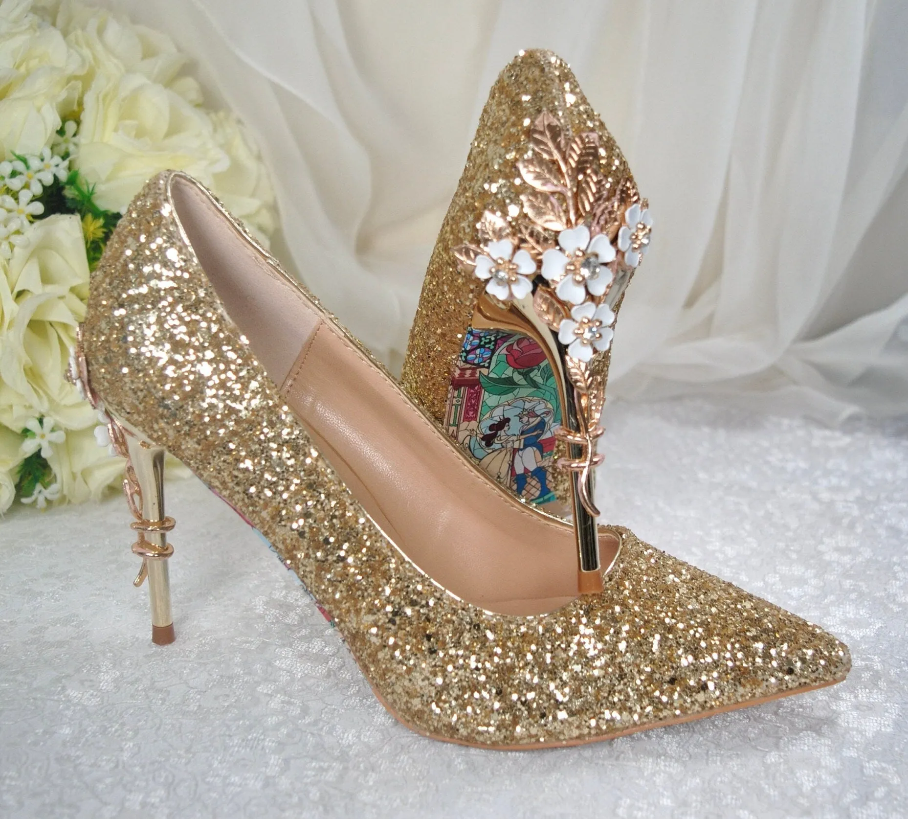 Beauty and the Beast Bridal Shoes UK8/US10.5
