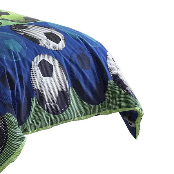 Benzara 4 Piece Full Size Comforter Set with Soccer Theme, Multicolor