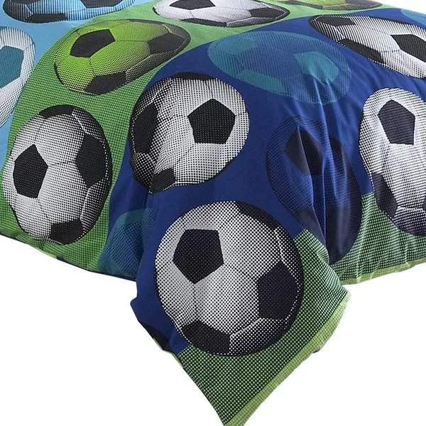 Benzara 4 Piece Full Size Comforter Set with Soccer Theme, Multicolor