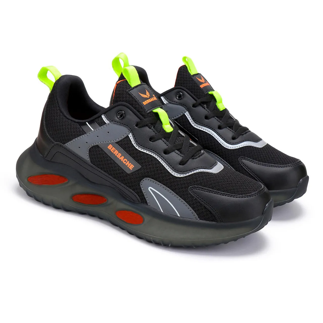 Bersache Lightweight Sports Running Shoes For Men Black-9051