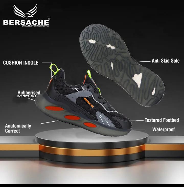 Bersache Lightweight Sports Running Shoes For Men Black-9051