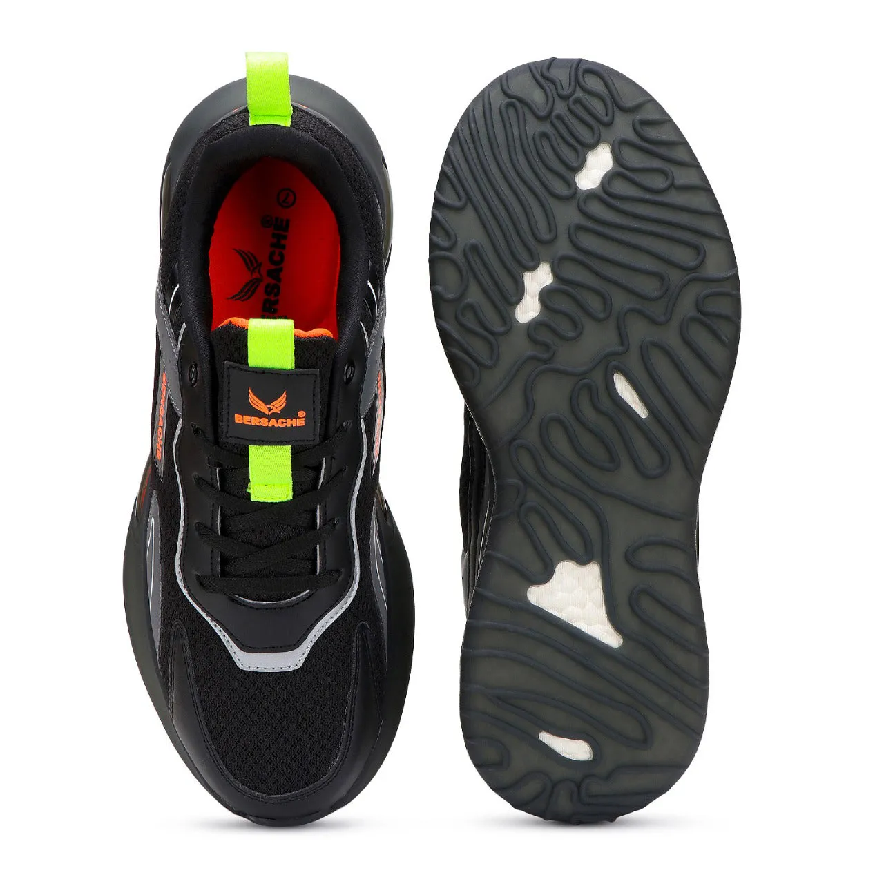 Bersache Lightweight Sports Running Shoes For Men Black-9051