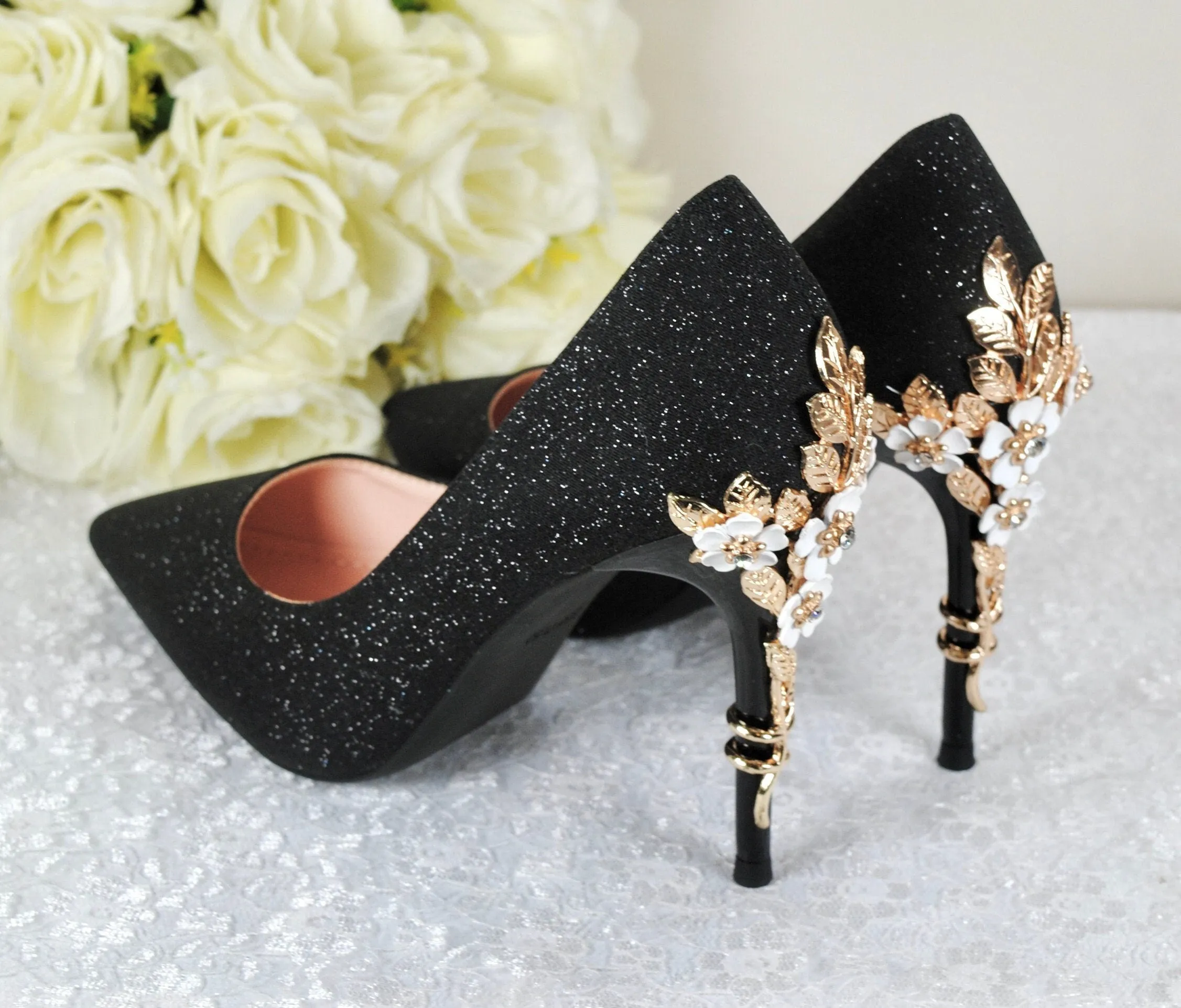 Black Glitter With CHERRY BLOSSOM