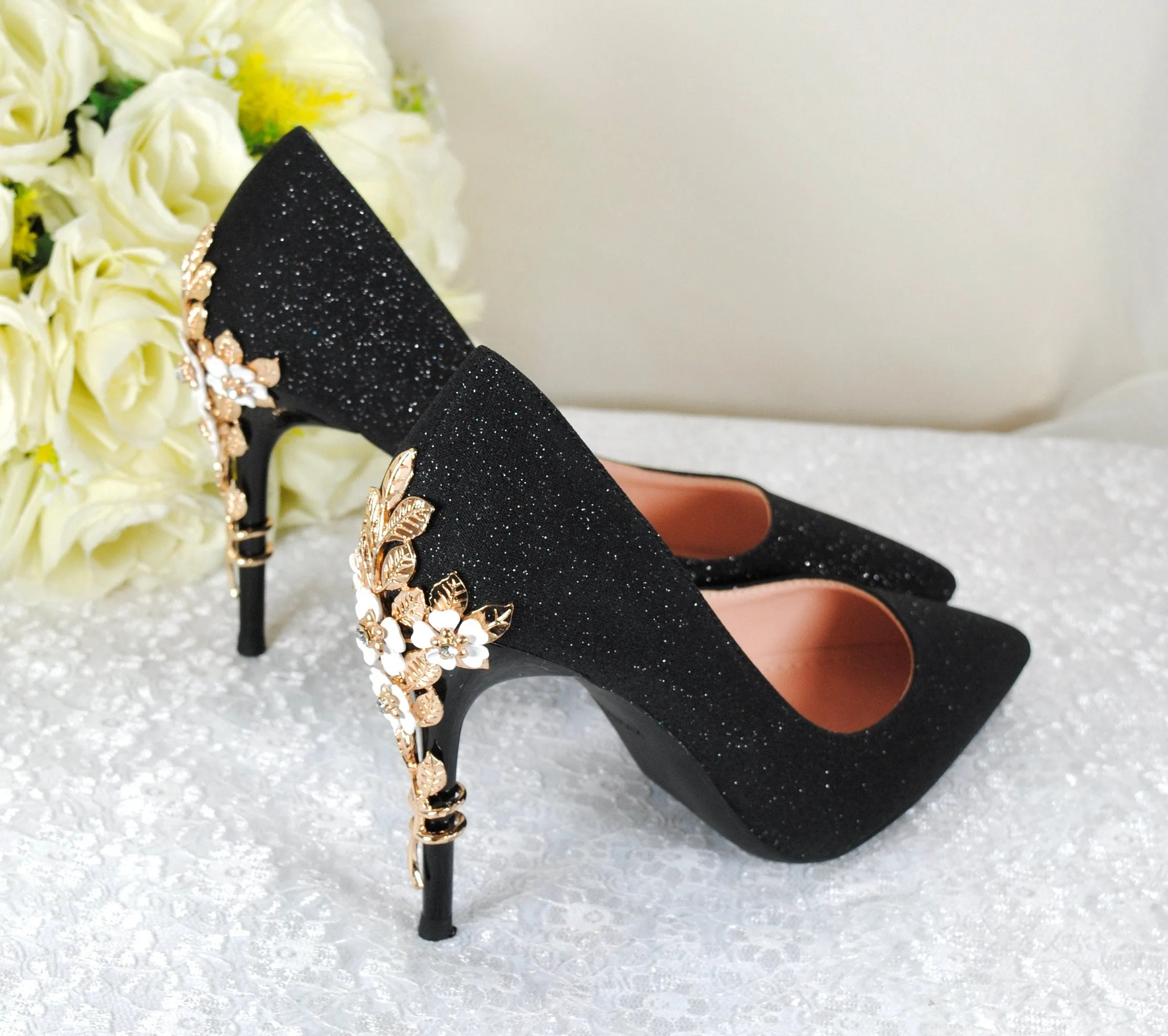 Black Glitter With CHERRY BLOSSOM