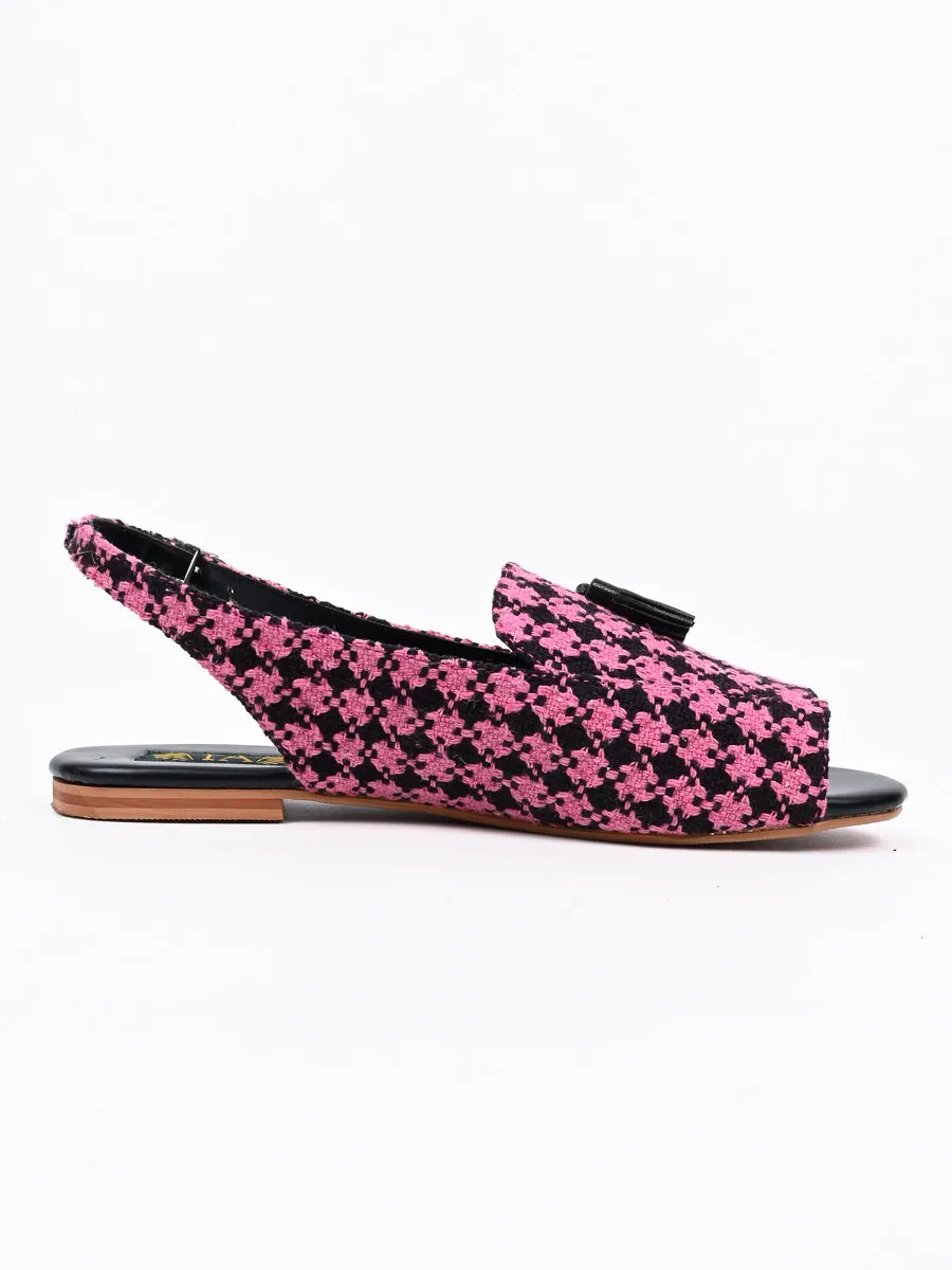 BlackPink Check Casual Flat Sandal For Women's