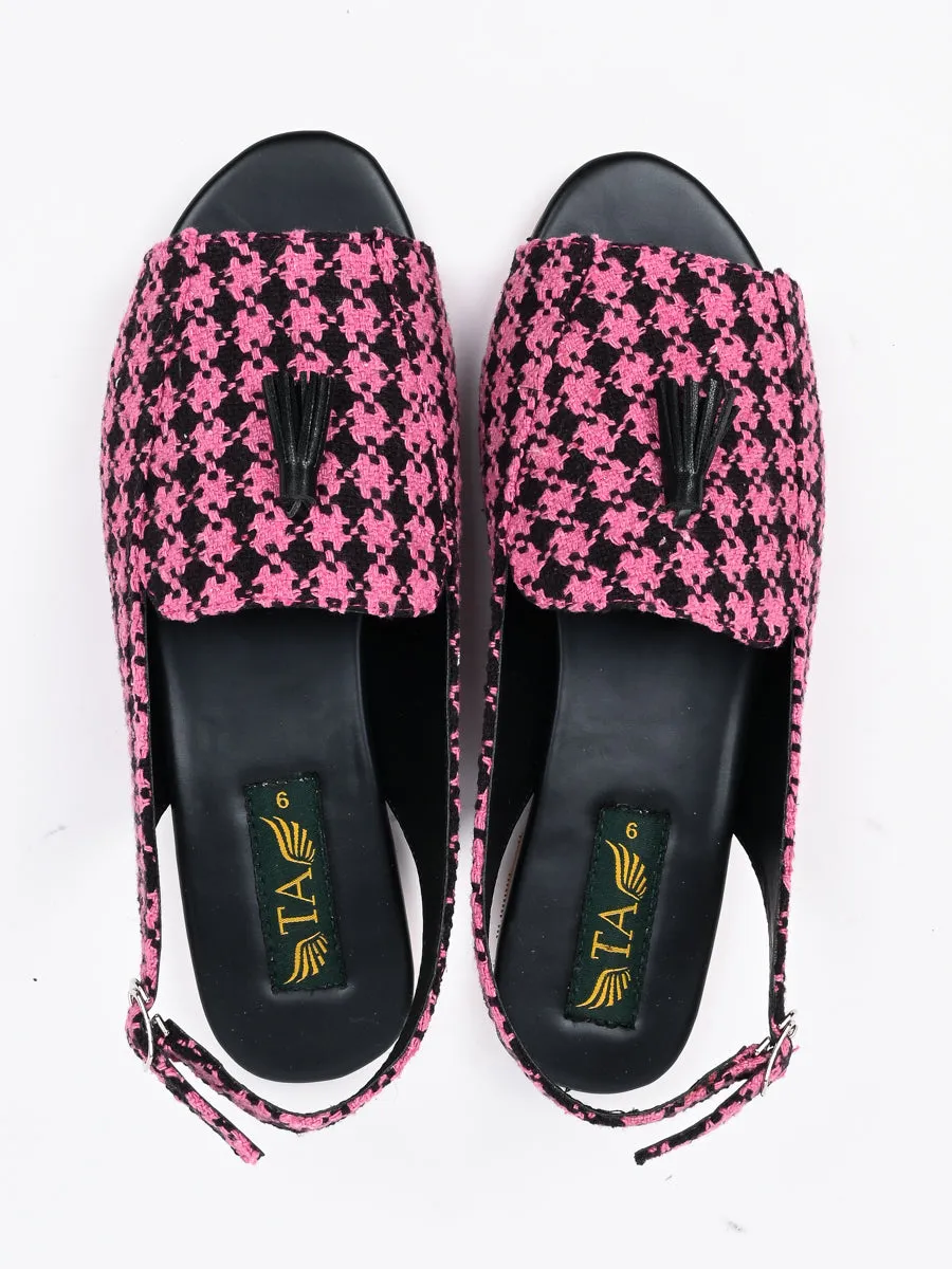 BlackPink Check Casual Flat Sandal For Women's