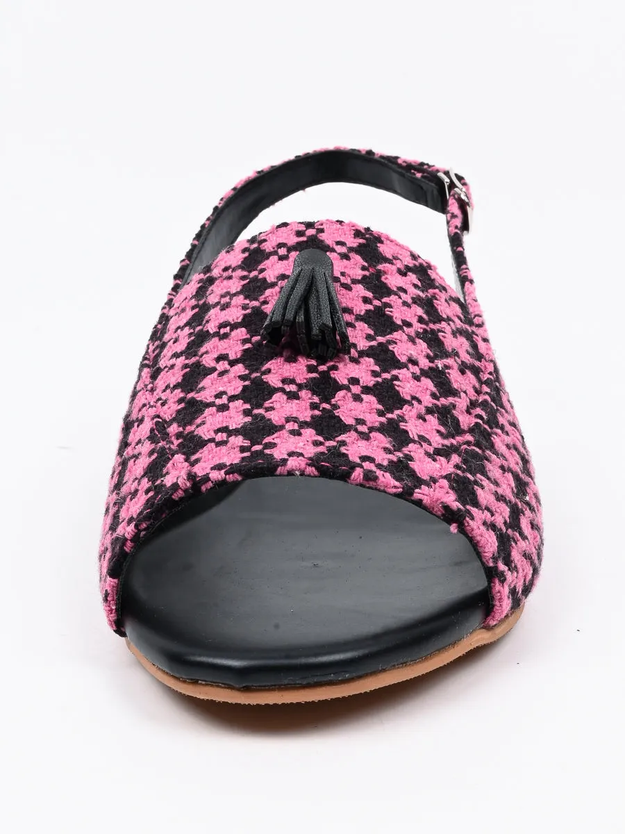 BlackPink Check Casual Flat Sandal For Women's