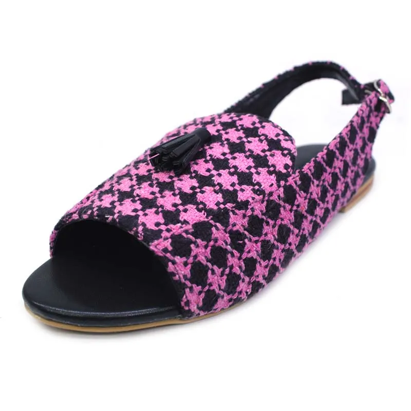 BlackPink Check Casual Flat Sandal For Women's