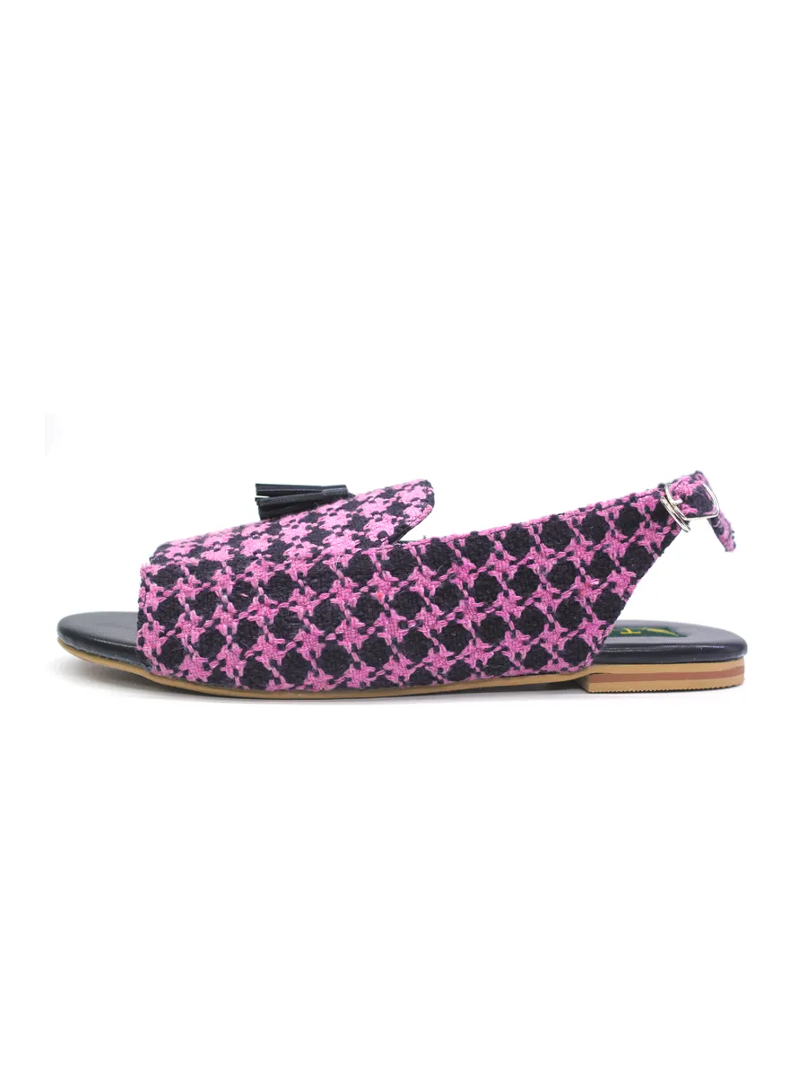 BlackPink Check Casual Flat Sandal For Women's