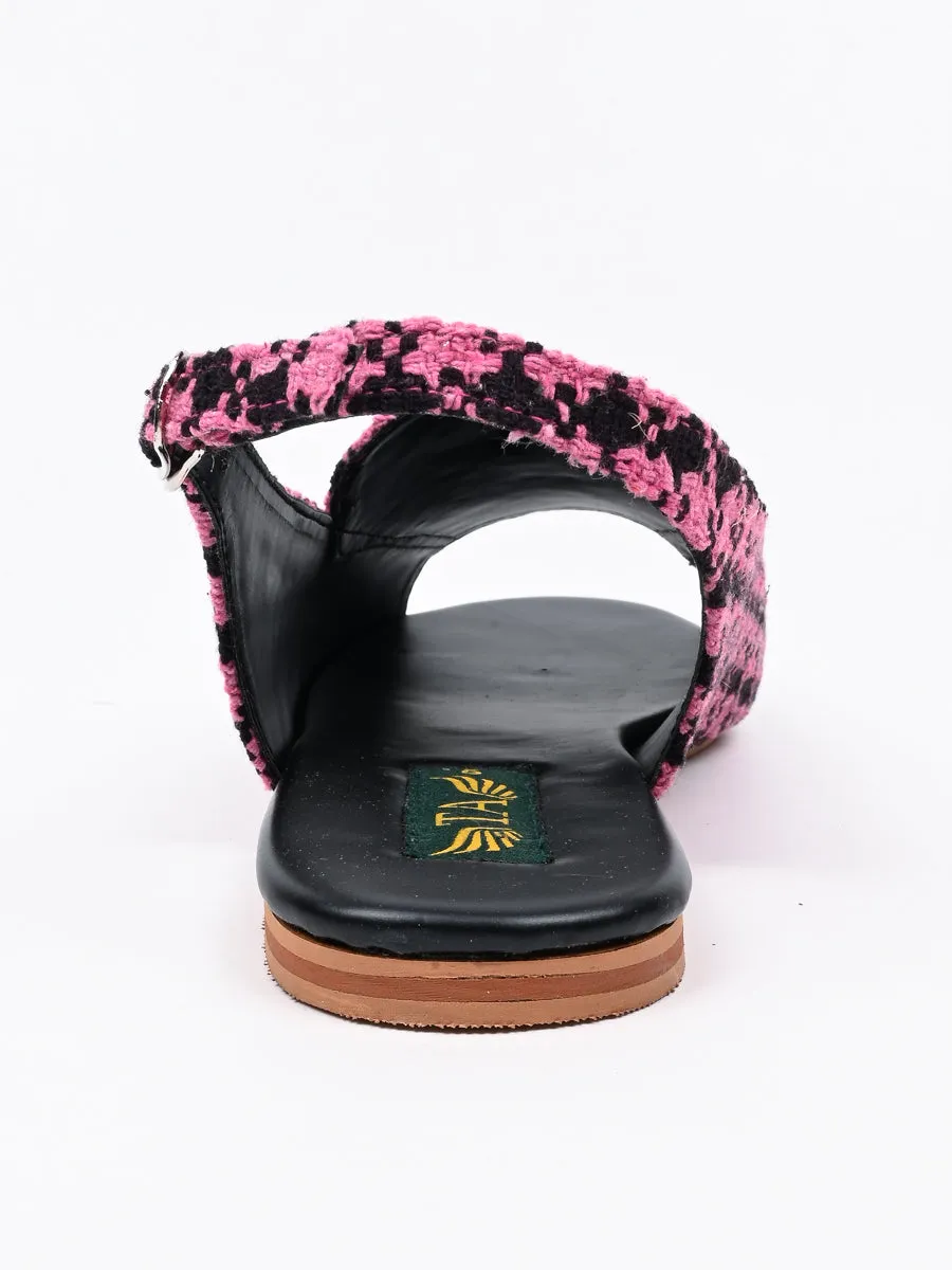BlackPink Check Casual Flat Sandal For Women's