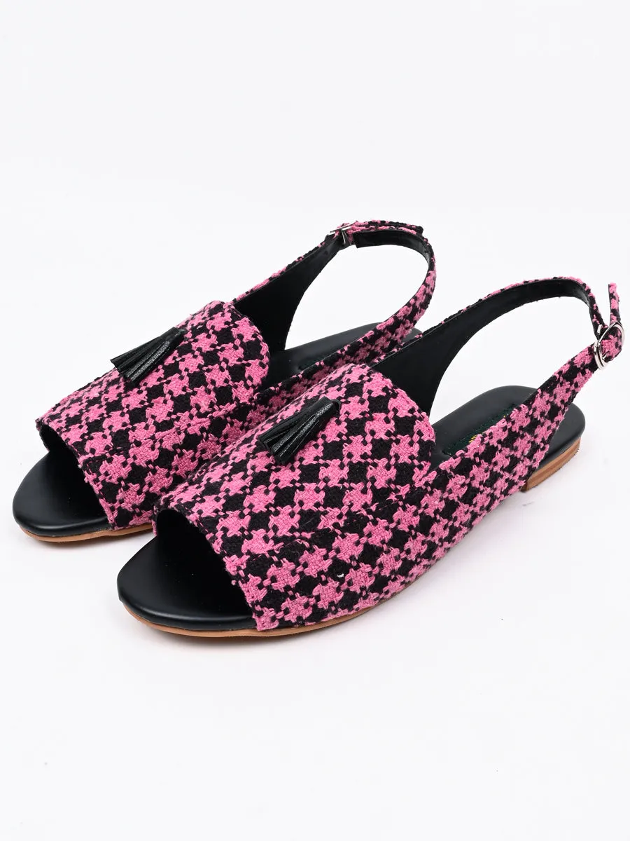 BlackPink Check Casual Flat Sandal For Women's