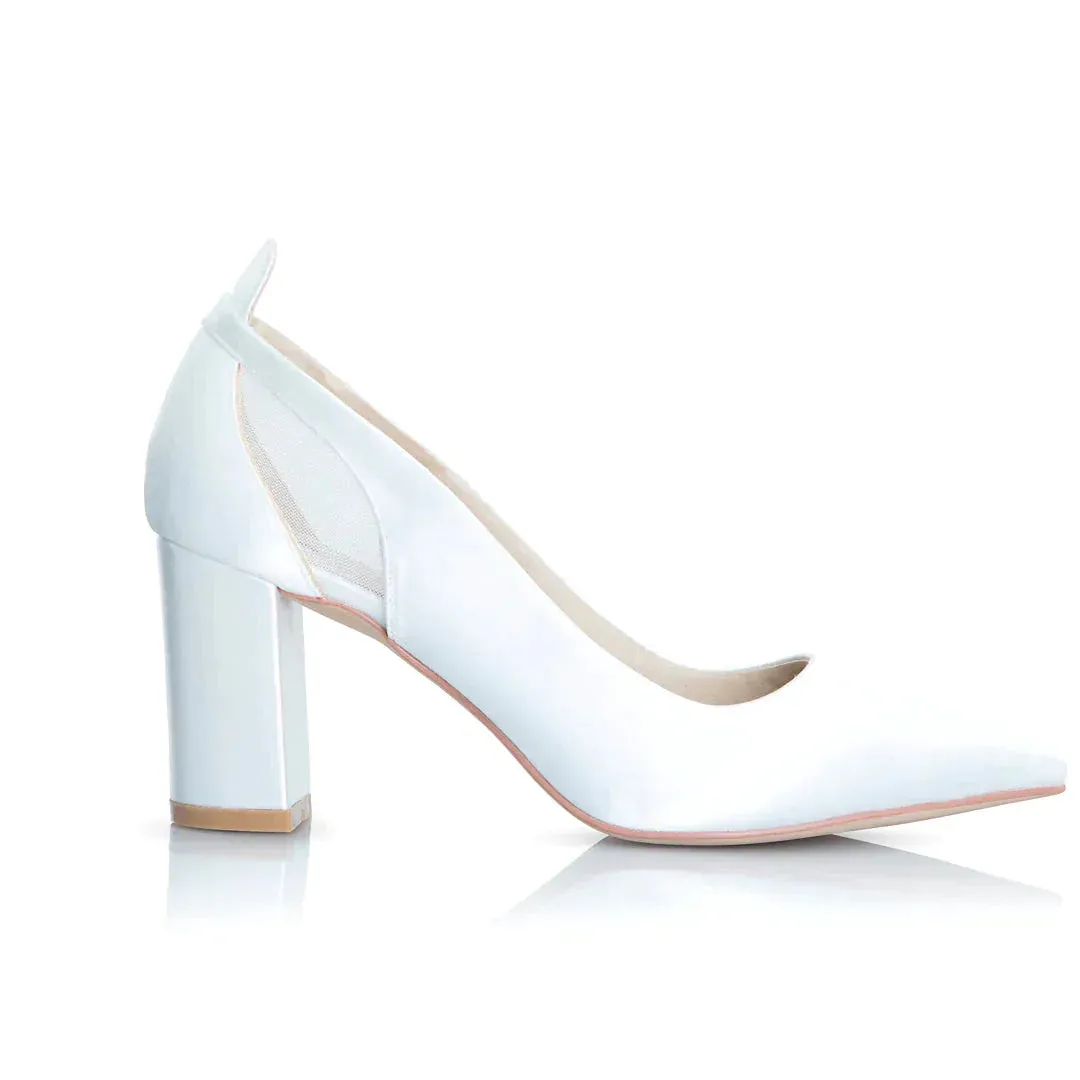 Block Heel Wedding Shoe, Ivory Satin, By Perfect Bridal, Layla, Size 3 **SALE**