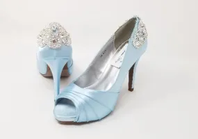 Blue Wedding Shoes with Crystal Back Design