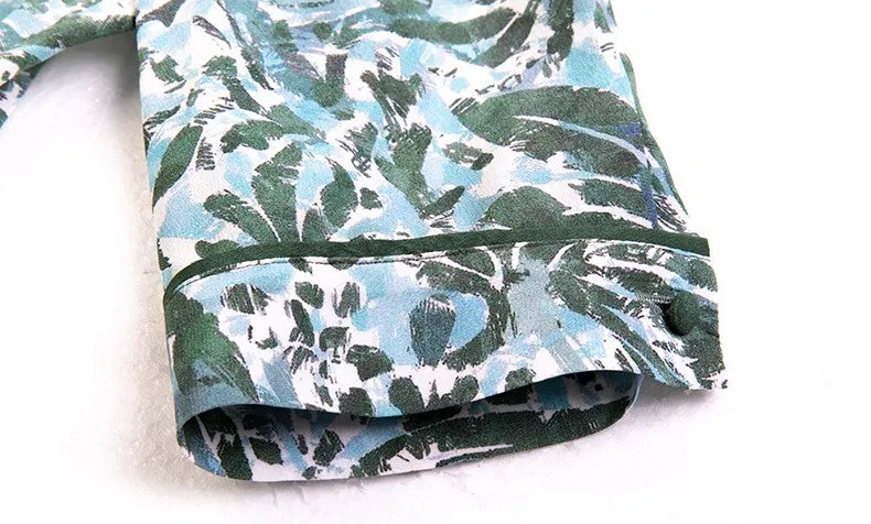 Botanical Print Pure Silk Dress