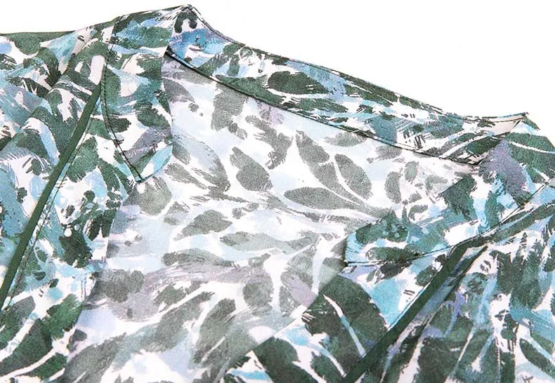 Botanical Print Pure Silk Dress