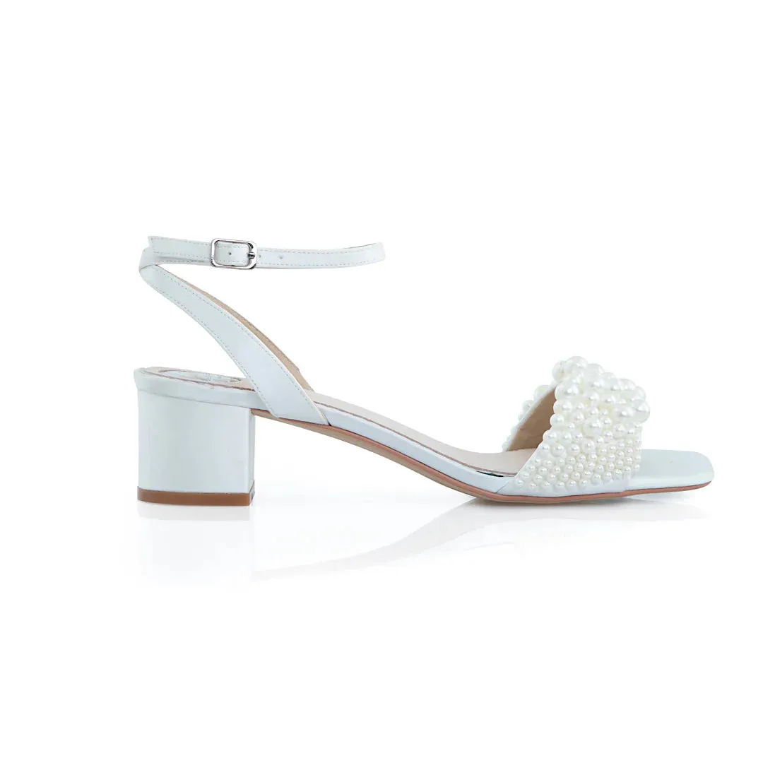 Bridal Sandal, Ivory Satin with Pearls By Perfect Bridal, Claire, Size 9 ***SALE***