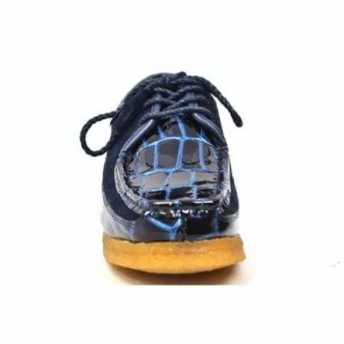British Walkers Crown Croc Men's Navy Blue Crocodile Leather and Suede Limited Edition Style