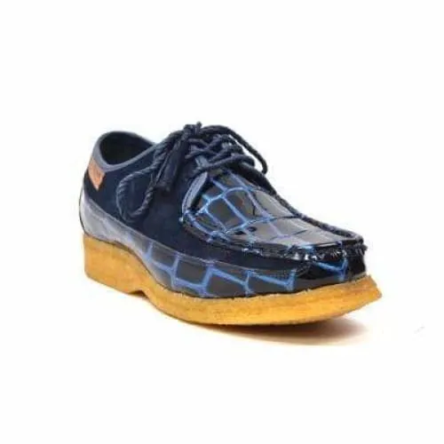 British Walkers Crown Croc Men's Navy Blue Crocodile Leather and Suede Limited Edition Style