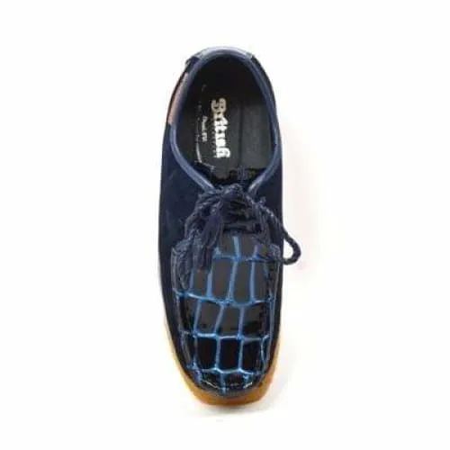 British Walkers Crown Croc Men's Navy Blue Crocodile Leather and Suede Limited Edition Style