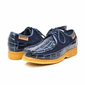 British Walkers Crown Croc Men's Navy Blue Crocodile Leather and Suede Limited Edition Style