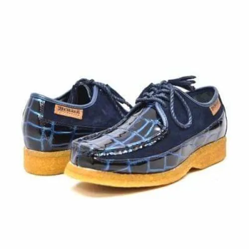 British Walkers Crown Croc Men's Navy Blue Crocodile Leather and Suede Limited Edition Style